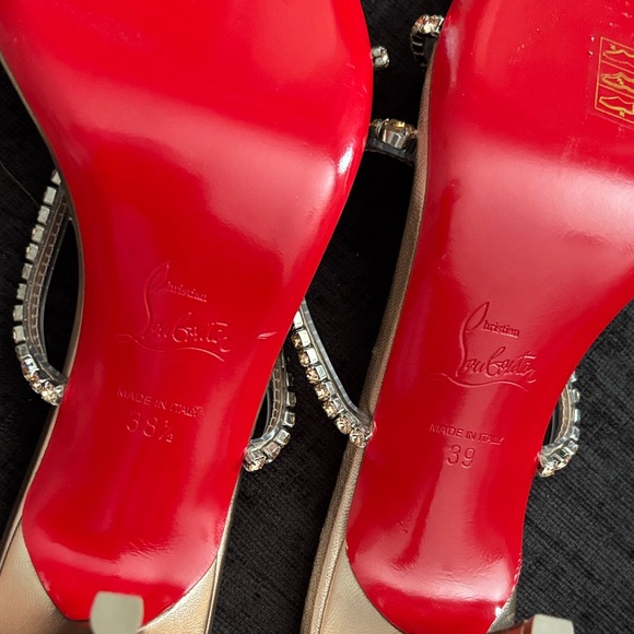 Christian Louboutin Rose Gold Crystal-Embellished Slide Sandals - Picture 7 of 16